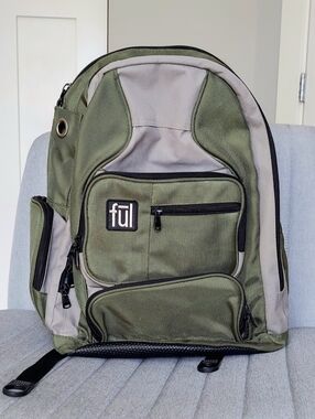 Ful Free Fallin Olive Green Padded Laptop Backpack